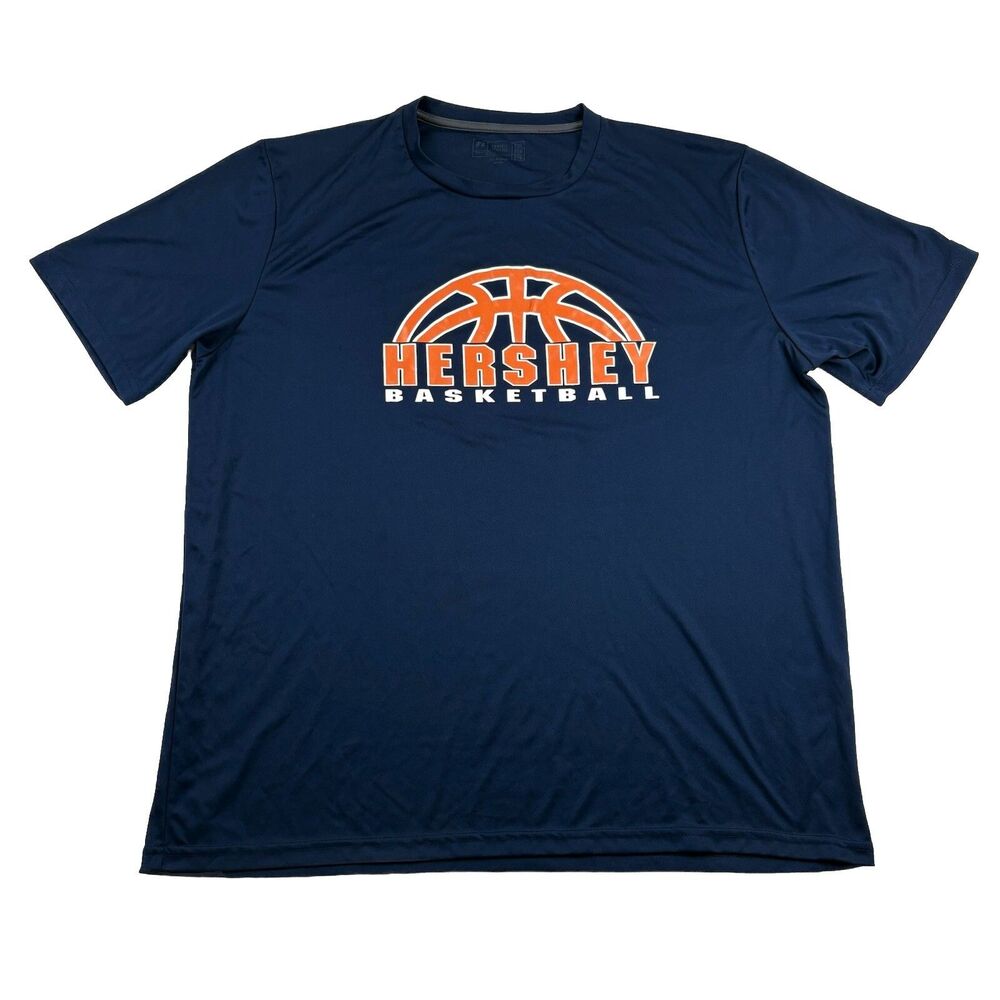 Hershey Basketball Performance T Shirt Mens 2XL Blue Russell Dri Power